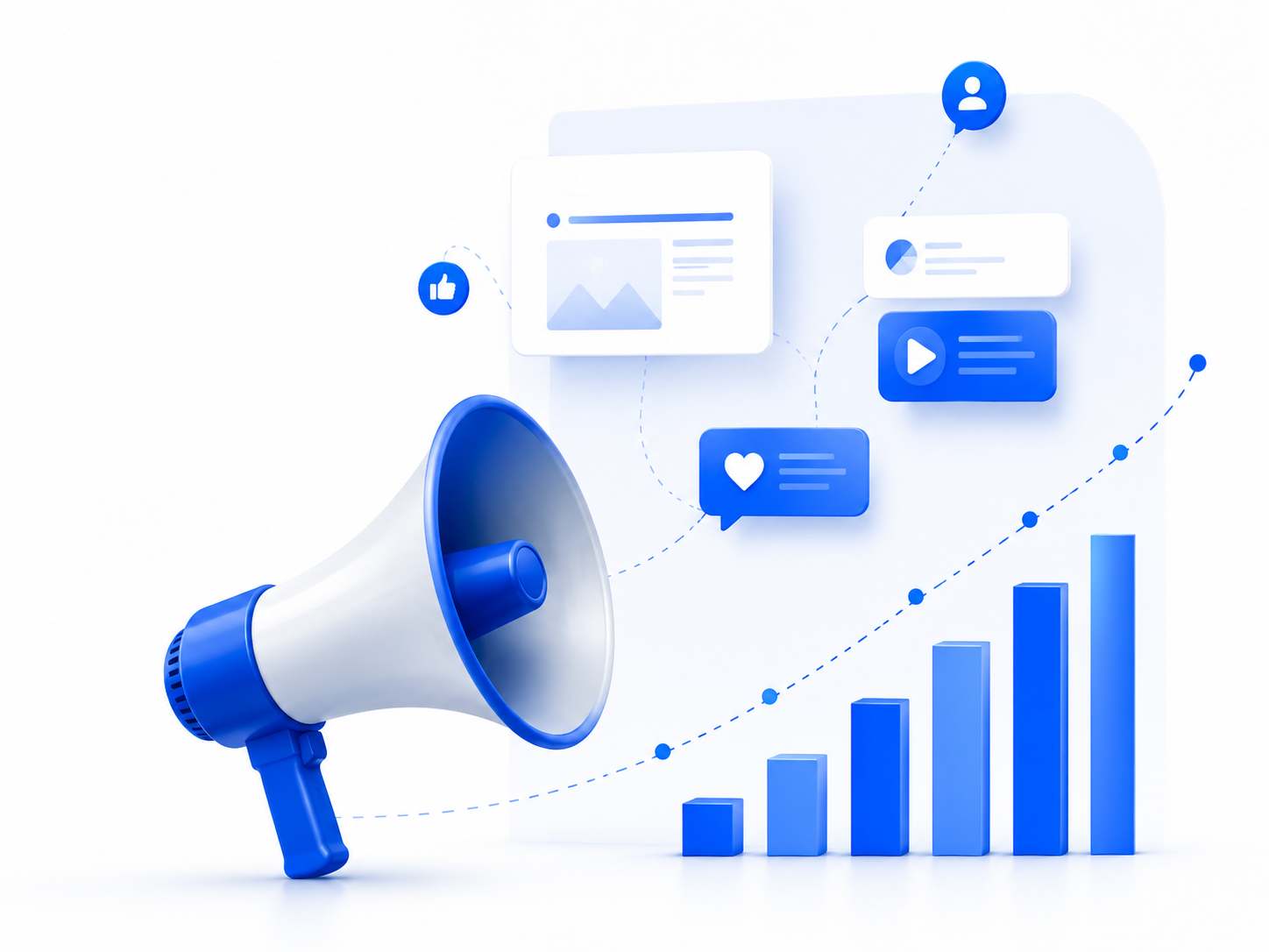 Digital marketing megaphone and growth chart illustration